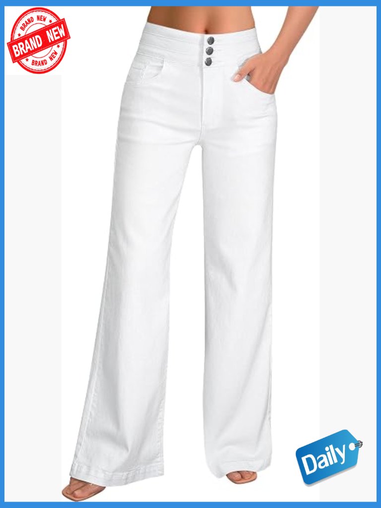 Wide Leg Jeans High Waisted Stretchy Baggy Denim Pants